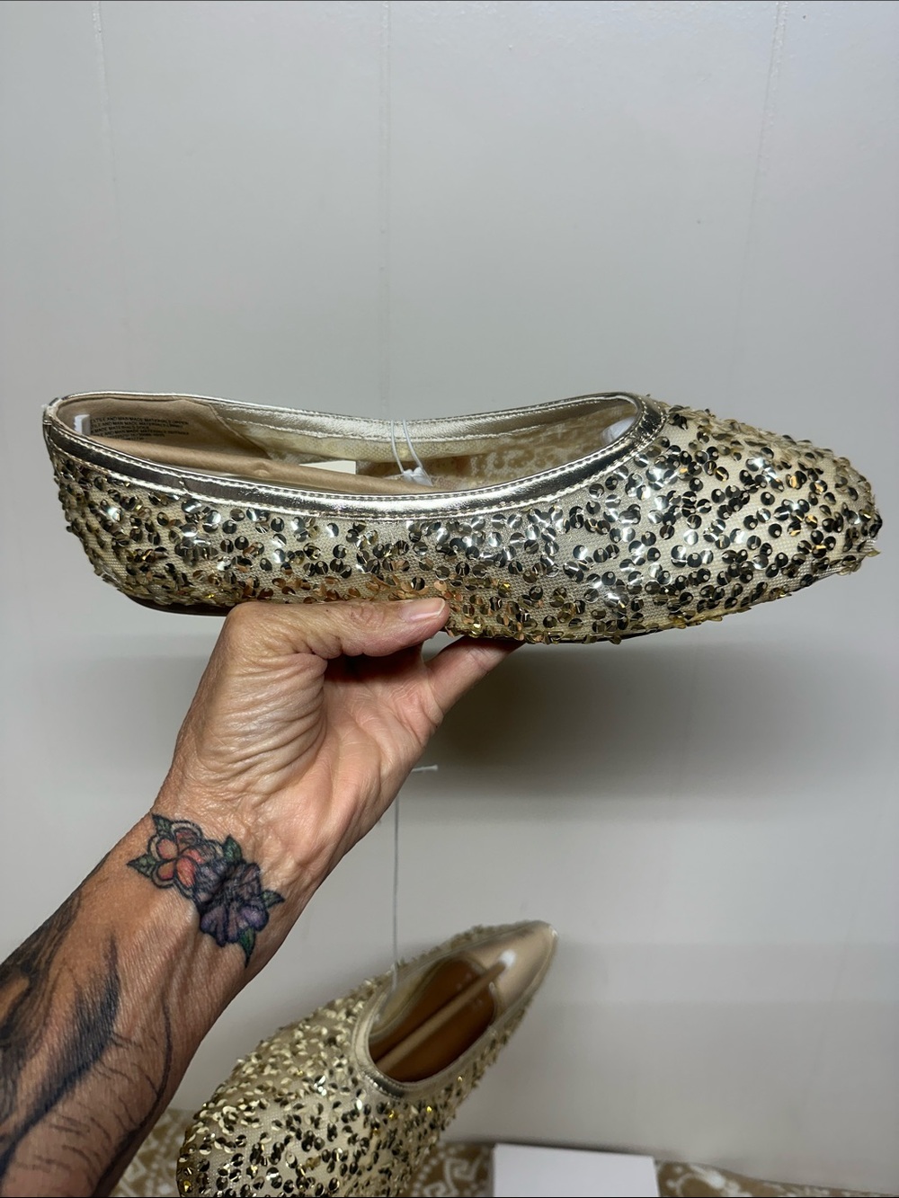 a new day Gold Embellished Ballet Flats - Picture 2 of 6